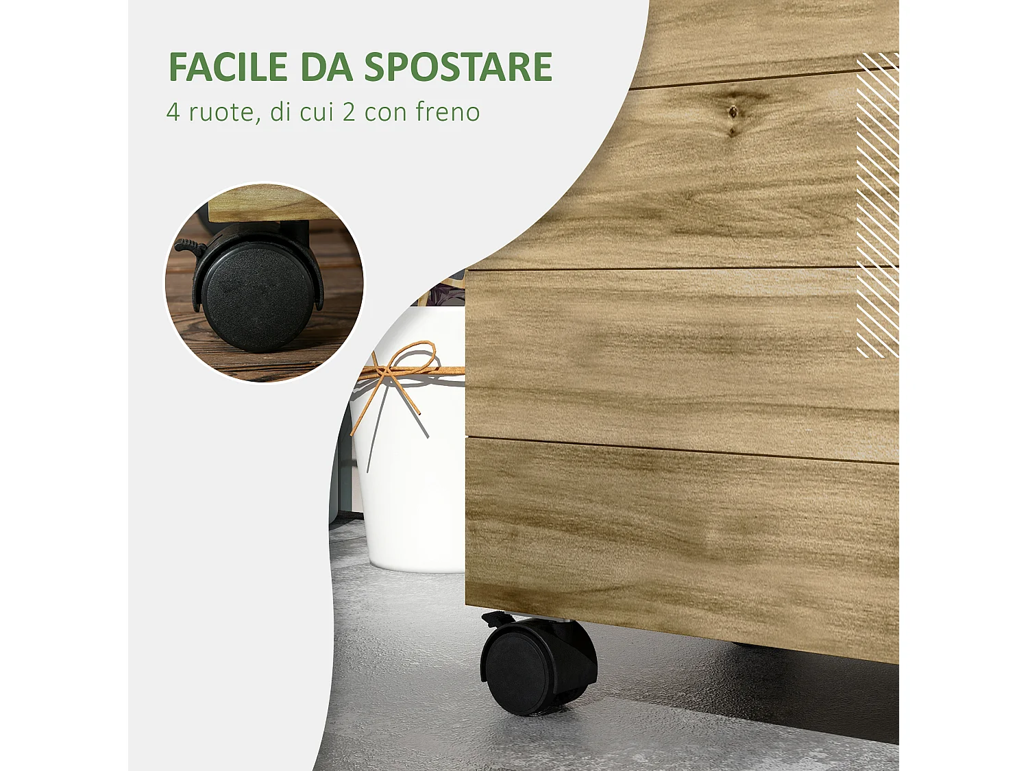 Fioriera con traliccio verticale per rampicanti color legno