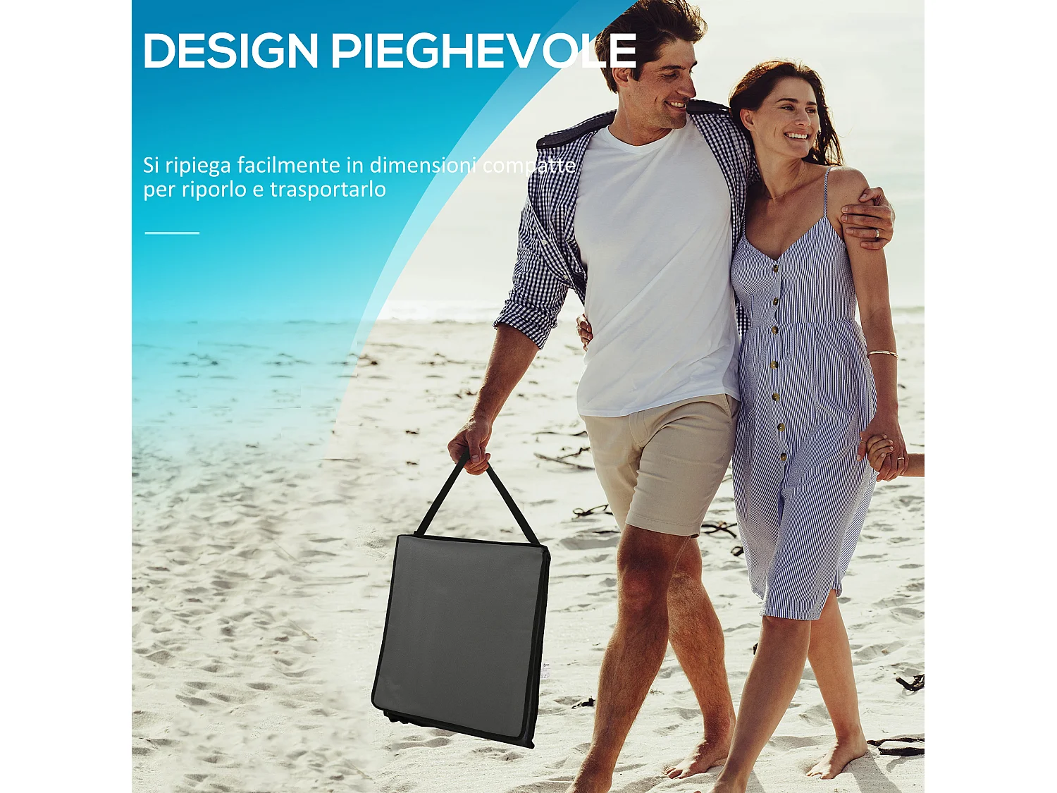 Set 2 sdraio da spiaggia pieghevoli ad angolo regolabile grigio