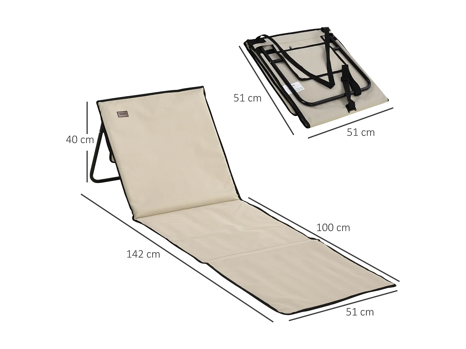 Set 2 sdraio da spiaggia pieghevoli ad angolo regolabile beige
