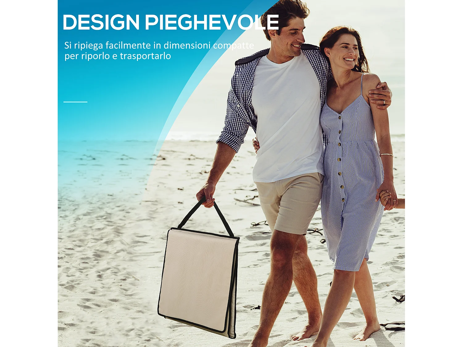 Set 2 sdraio da spiaggia pieghevoli ad angolo regolabile beige
