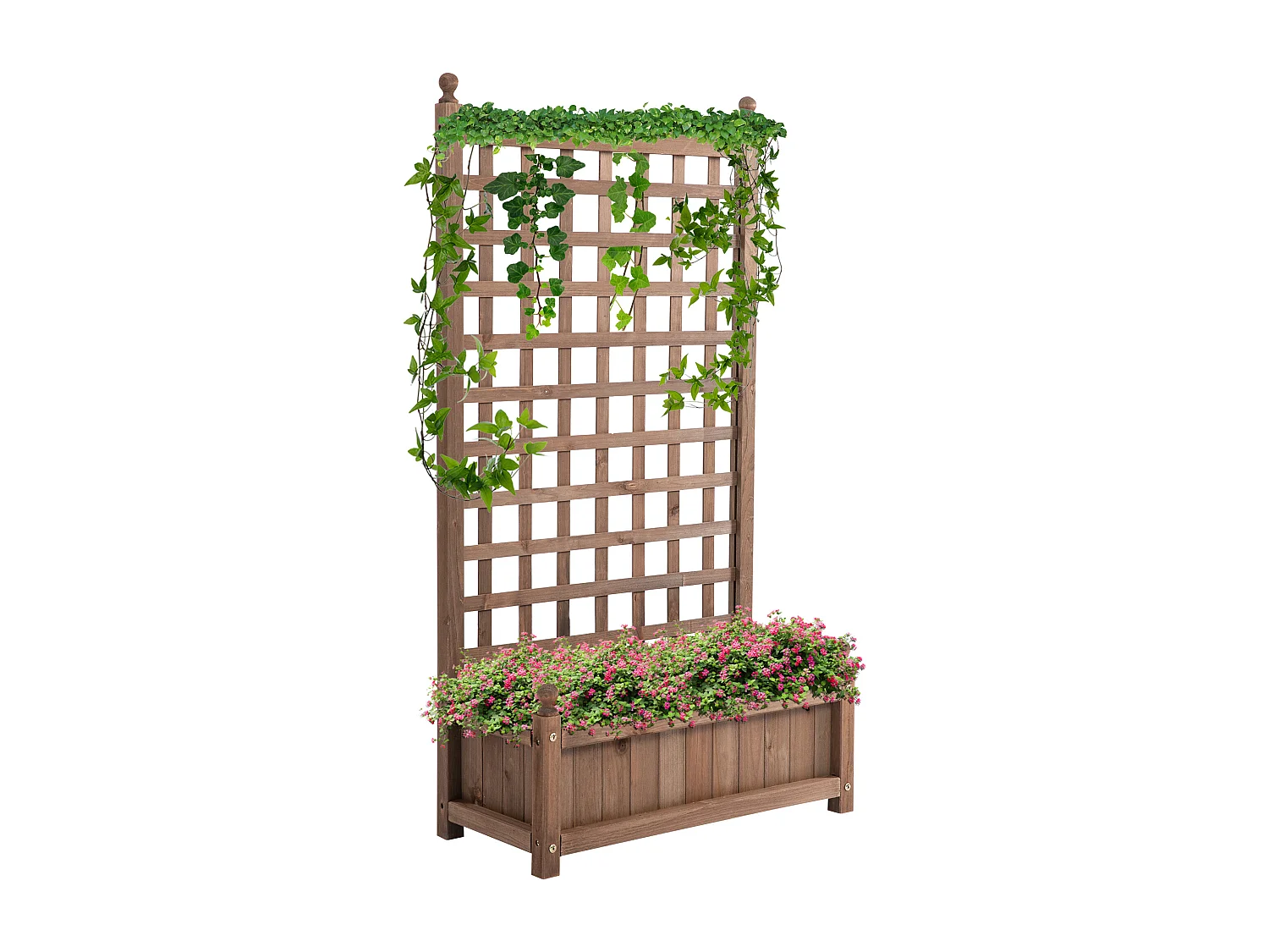 Fioriera da giardino con grigliato 64x28x120cm cm in legno marrone