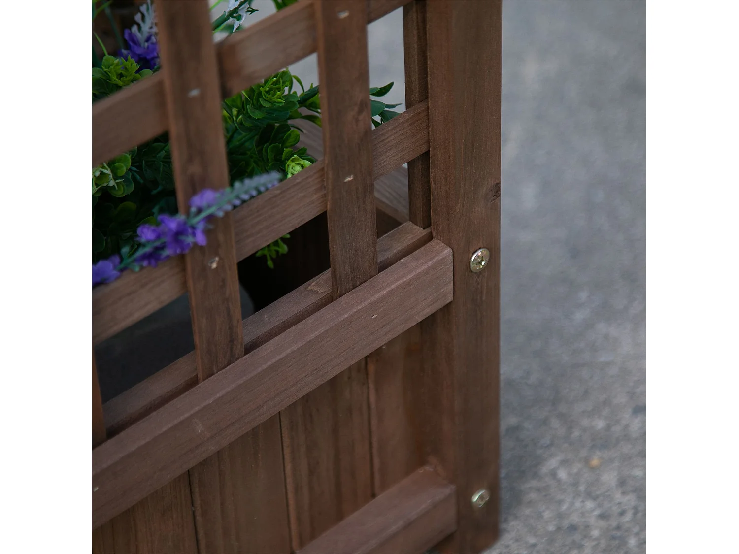 Fioriera da giardino con grigliato 64x28x120cm cm in legno marrone