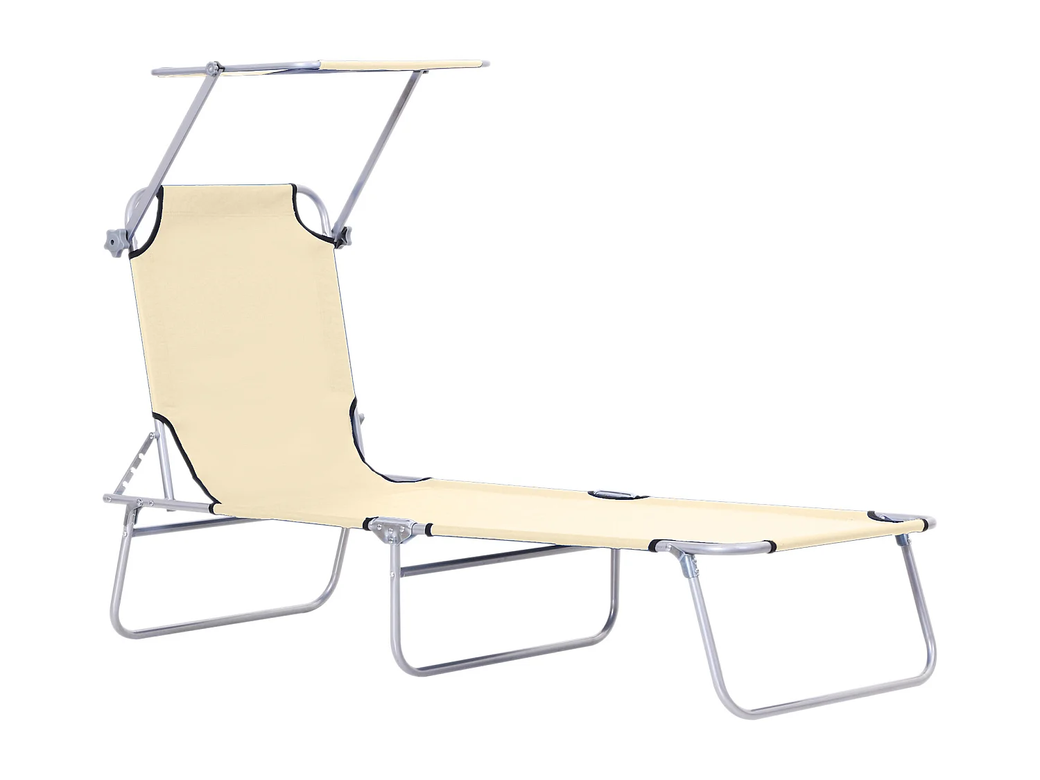 Sdraio da giardino pieghevole e reclinabile con tettuccio beige