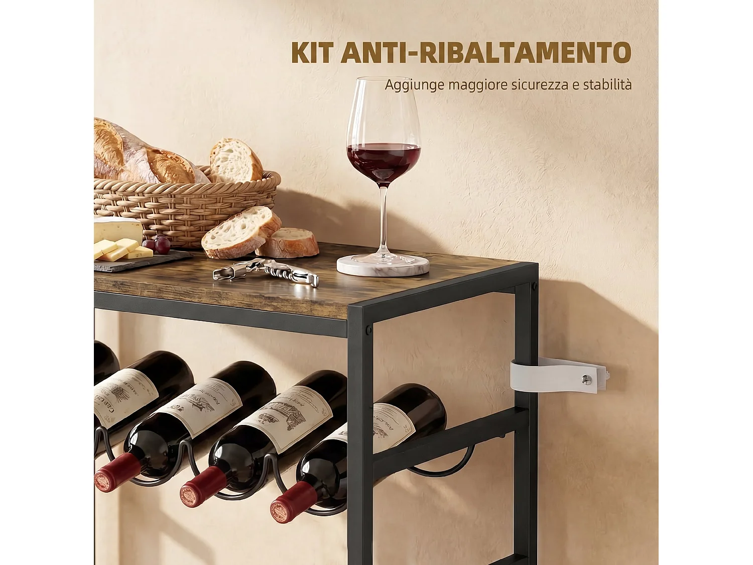 Portabottiglie per 30 bottiglie con 6 ripiani marrone rustico