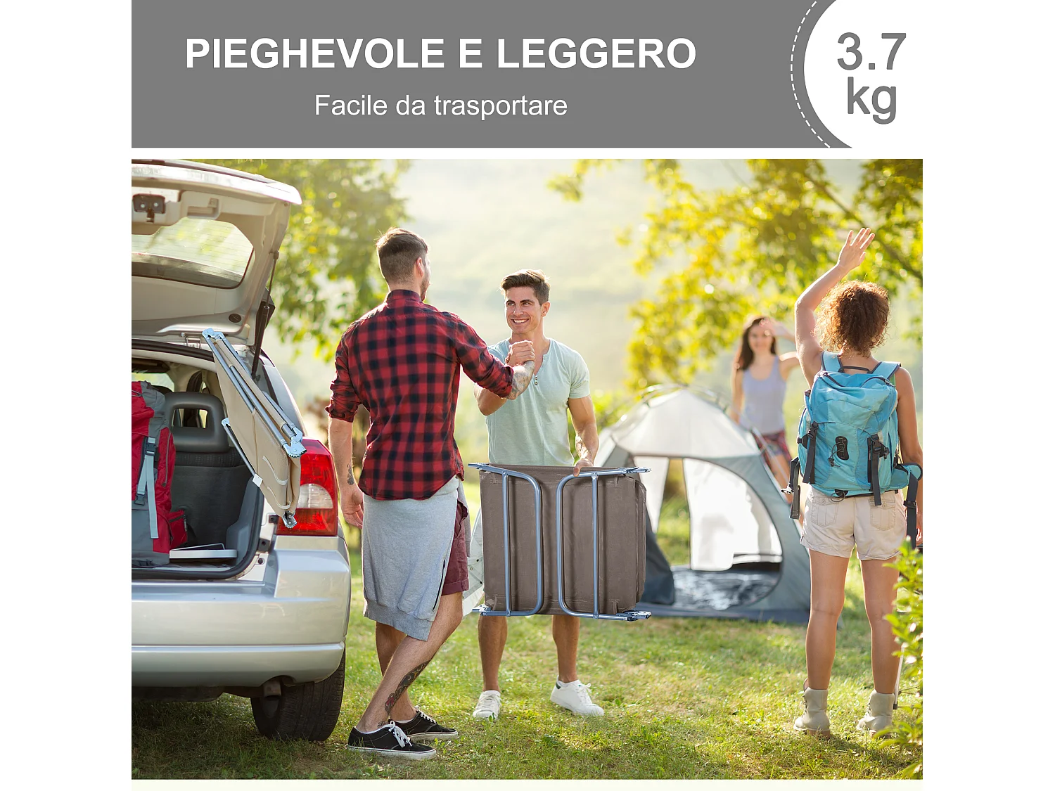Lettino prendisole pieghevole schienale reclinabile e cuscino