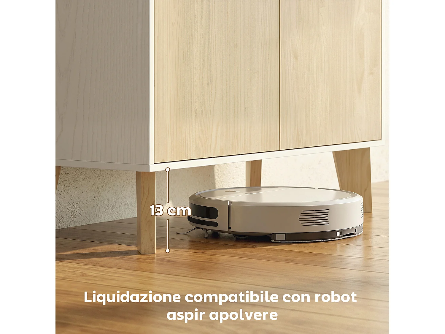 Credenza ucina, a 6 scomparti con ante soft close bianco e color legno