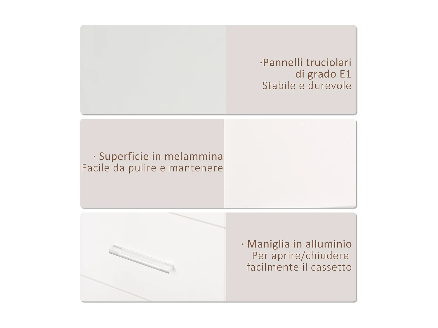 Guardaroba moderno 2 ante con 3 cassetti e specchio 80x50x180cm