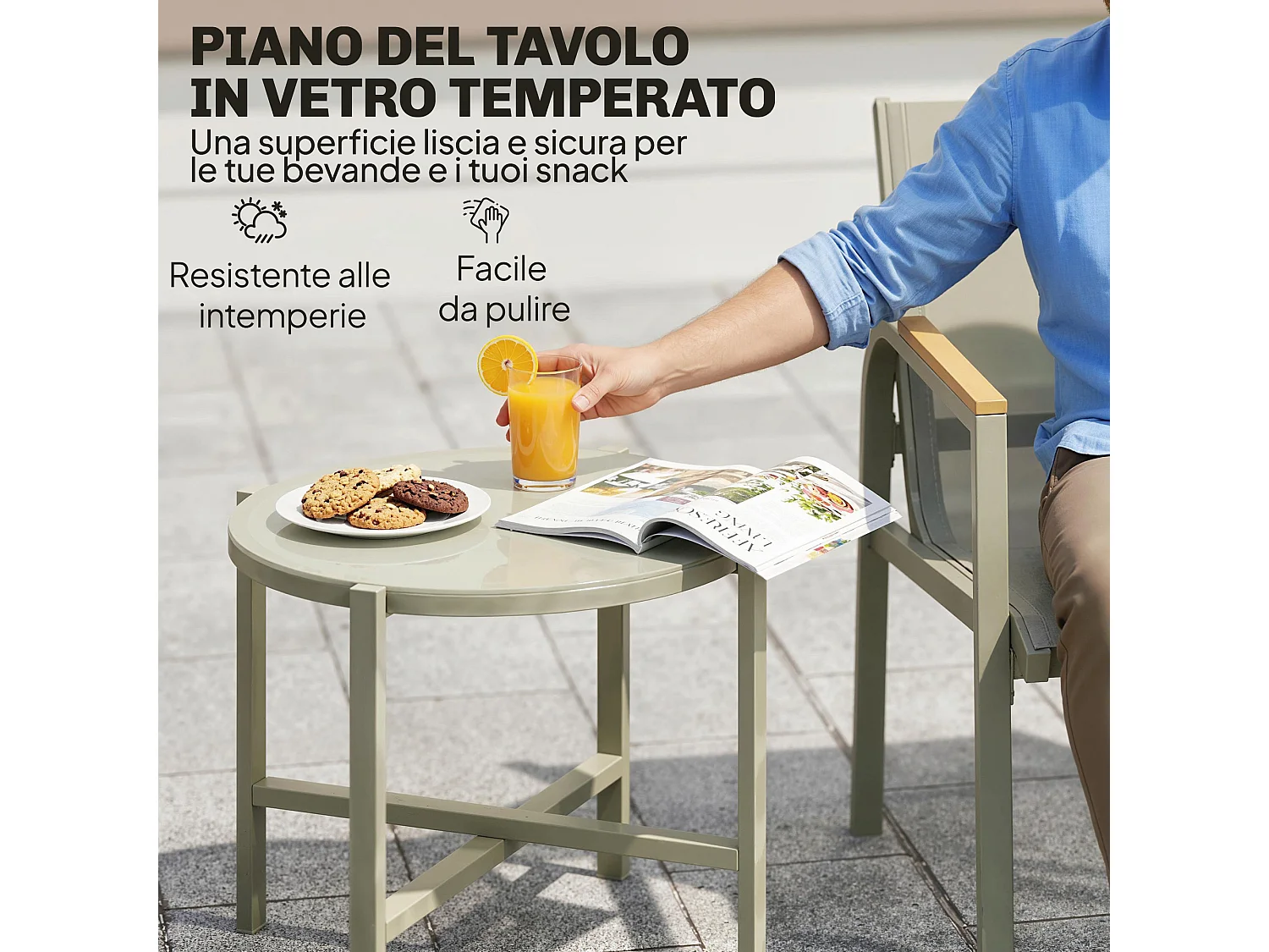 Set mobili da giardino 4 pezzi in metallo nero e verde