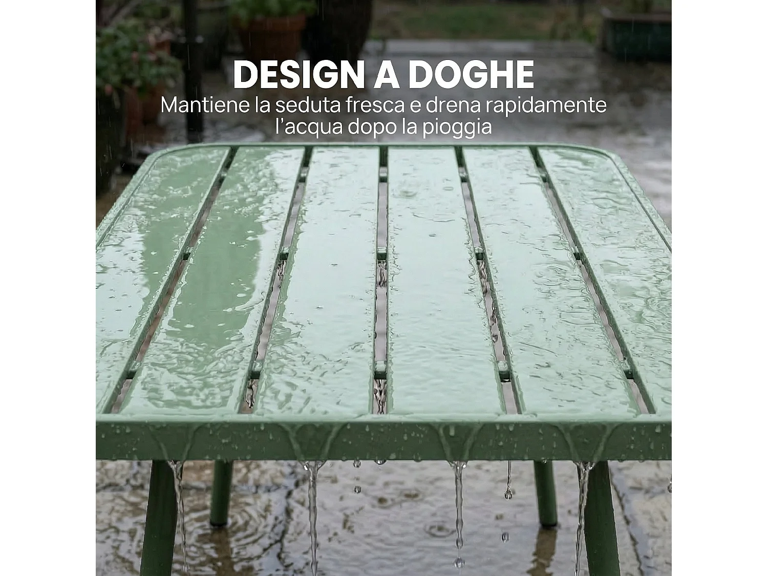 Set mobili da giardino 4 pezzi in metallo verde