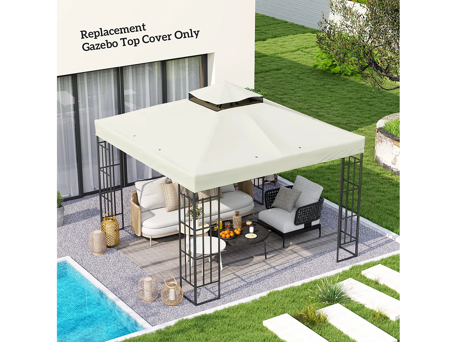 Copertura per gazebo 3x3m sostitutiva in poliestere grigio chiaro