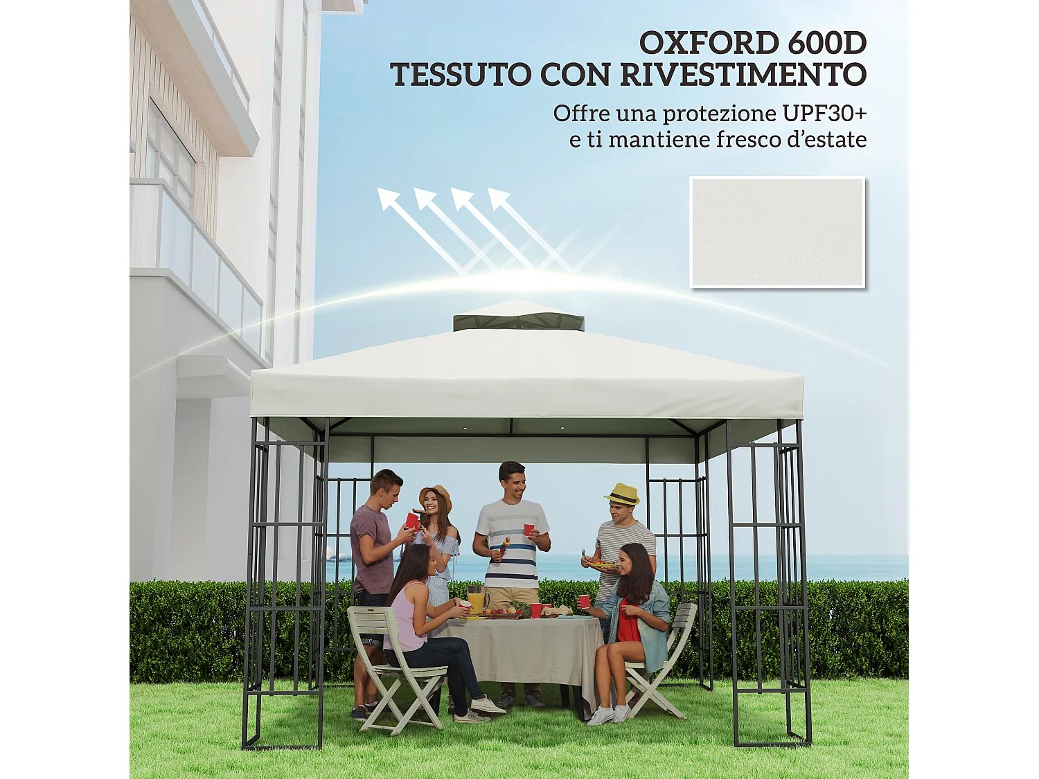 Copertura per gazebo 3x3m sostitutiva in poliestere grigio chiaro