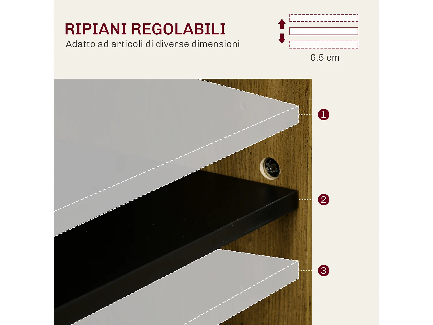 Credenza cucina stile country con cassetto e armadietto ante naturale