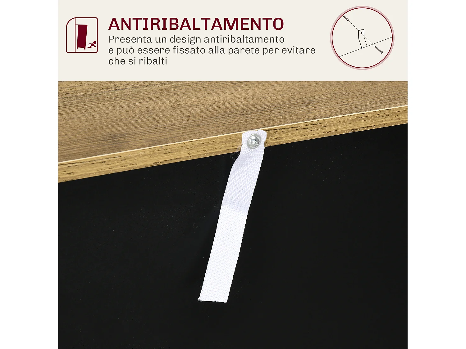 Credenza cucina stile country con cassetto e armadietto ante naturale