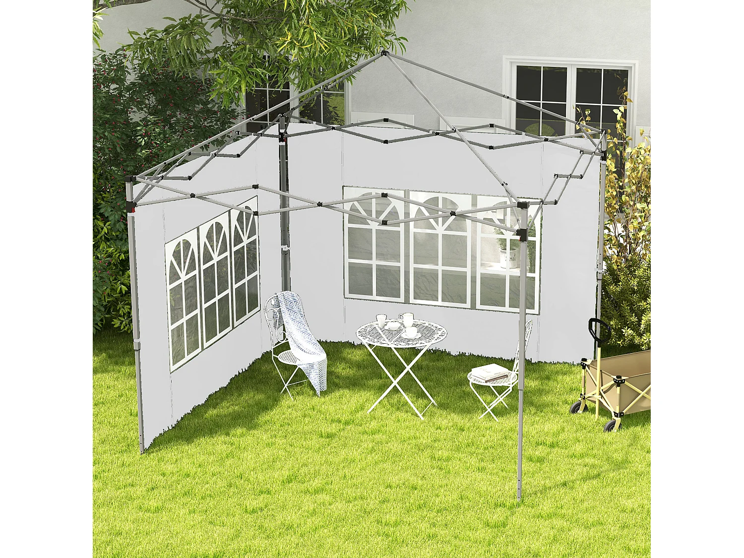 Pareti gazebo con finestrelle in plastica e tessuto oxford
