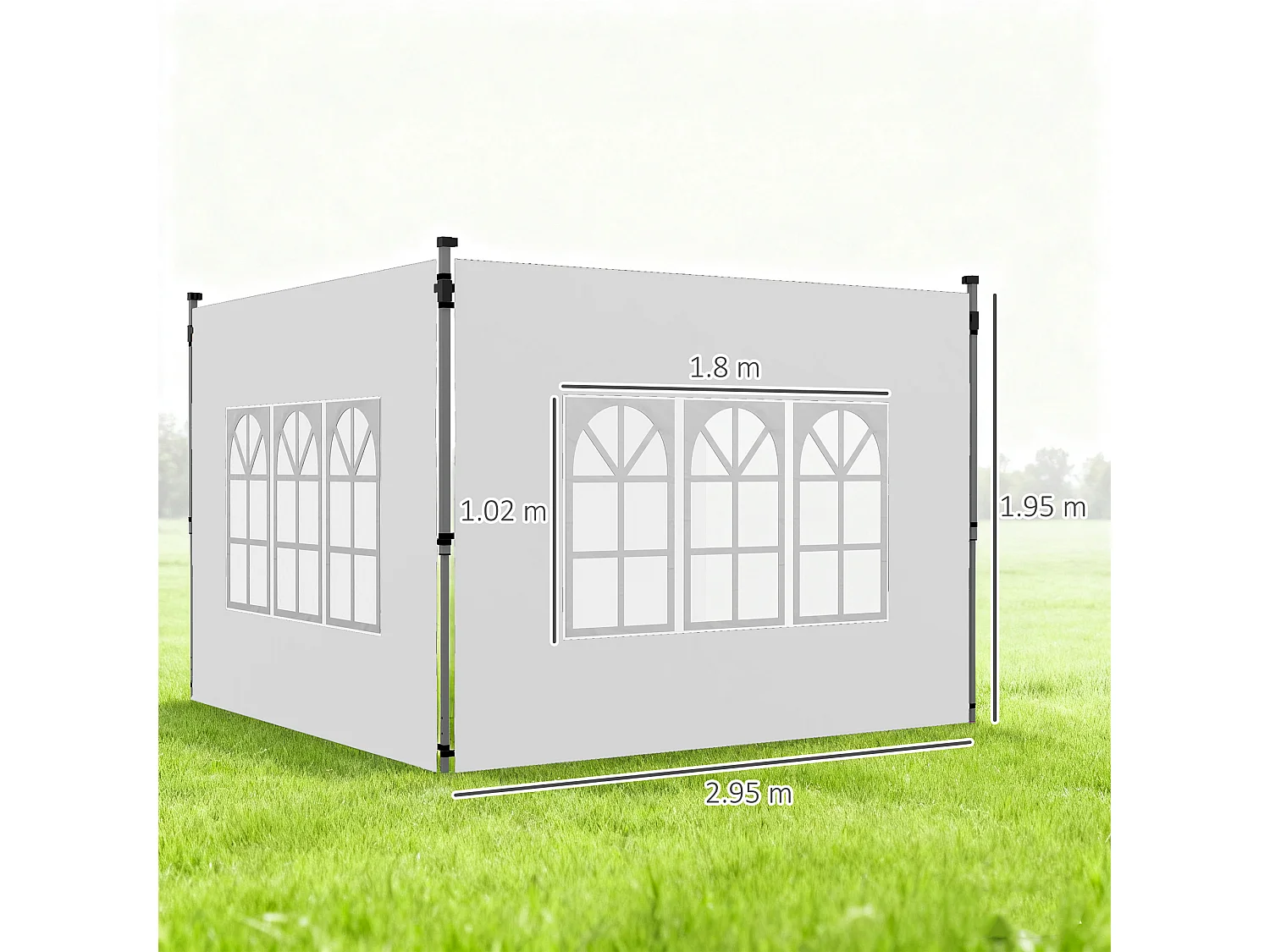 Pareti gazebo con finestrelle in plastica e tessuto oxford