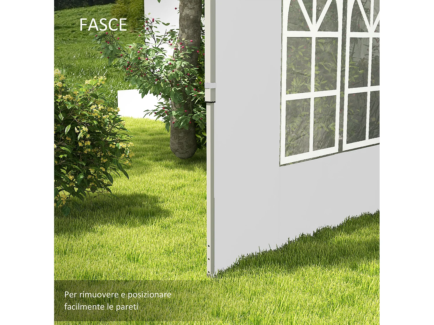 Pareti gazebo con finestrelle in plastica e tessuto oxford