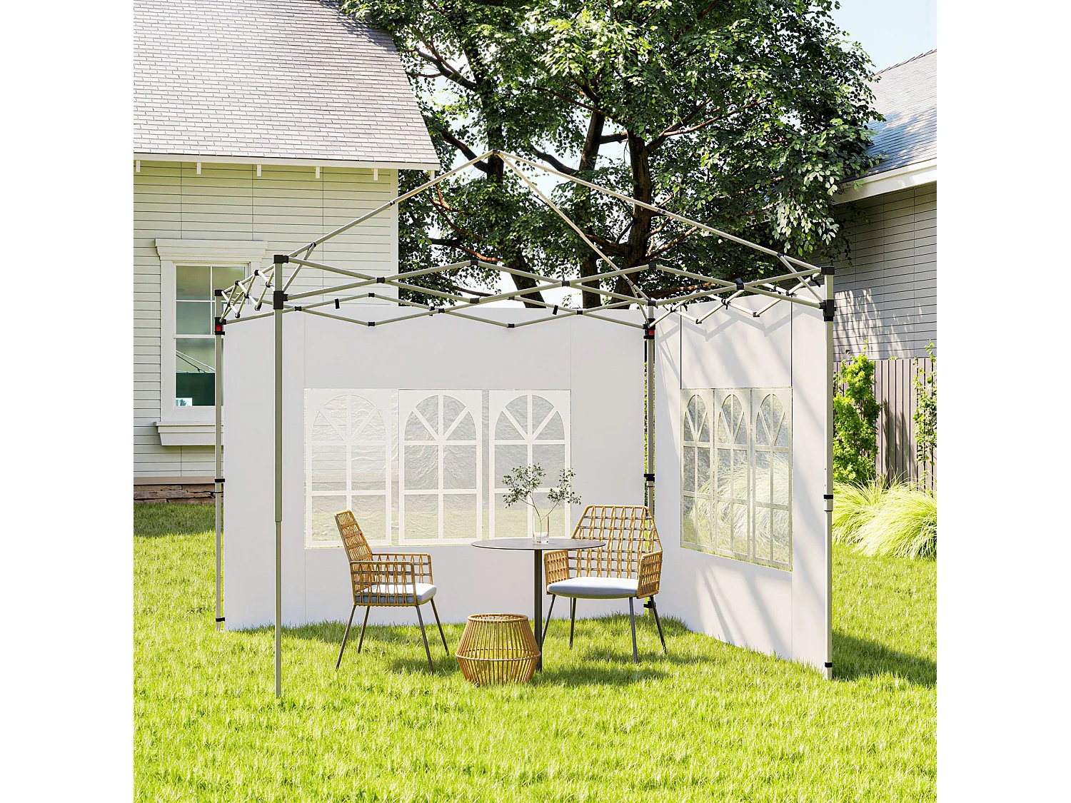 Pareti gazebo con finestrelle in plastica e tessuto oxford