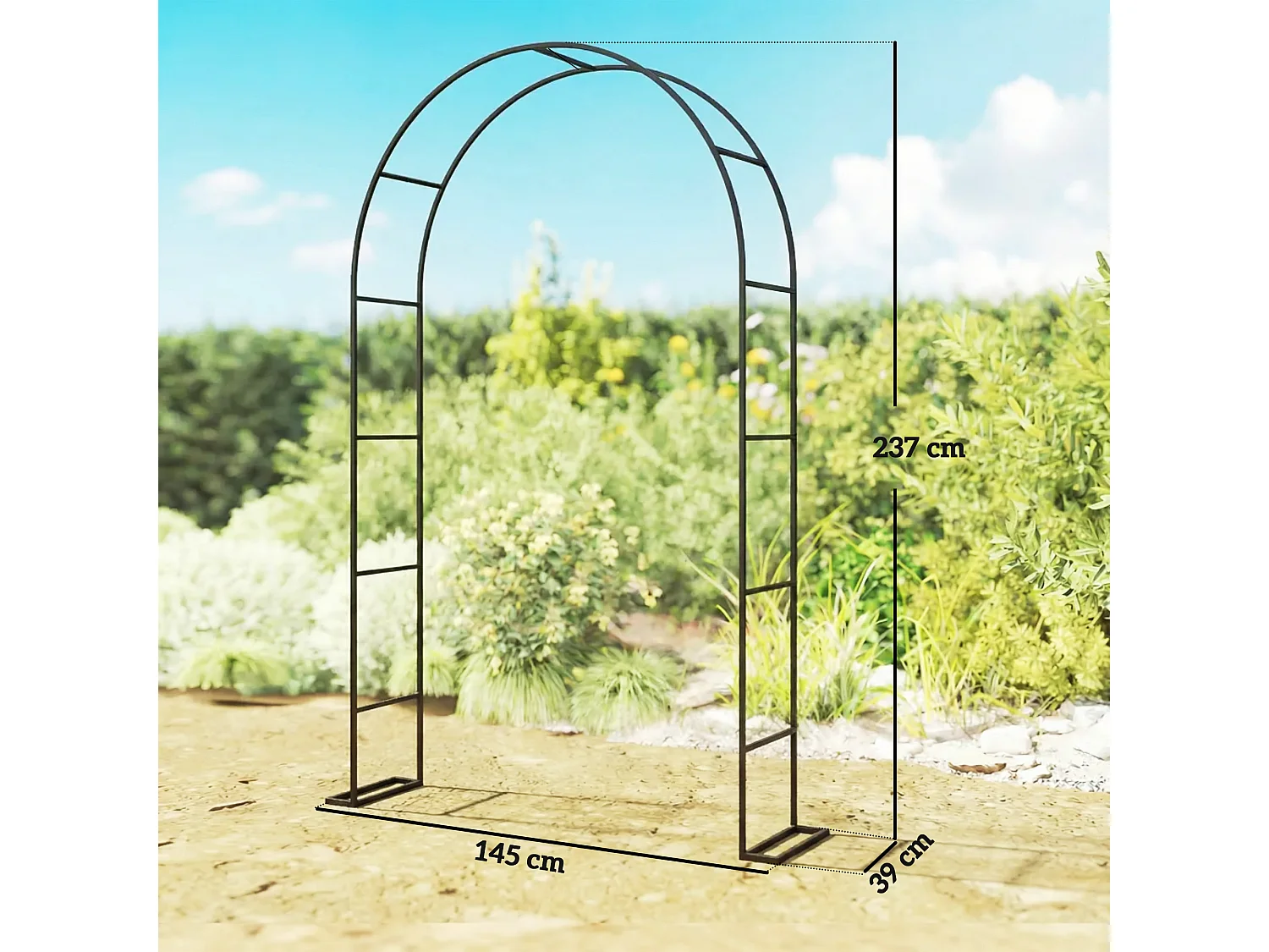 Arco da giardino per piante rampicanti in metallo nero