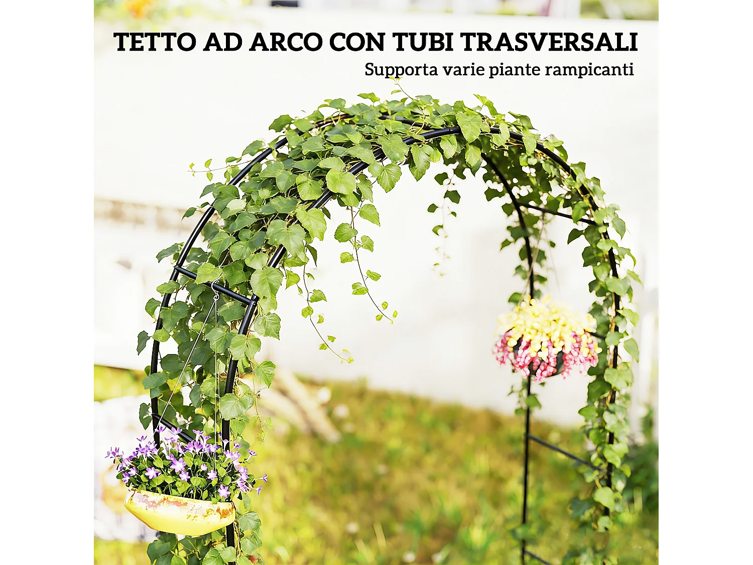 Arco da giardino per piante rampicanti in metallo nero