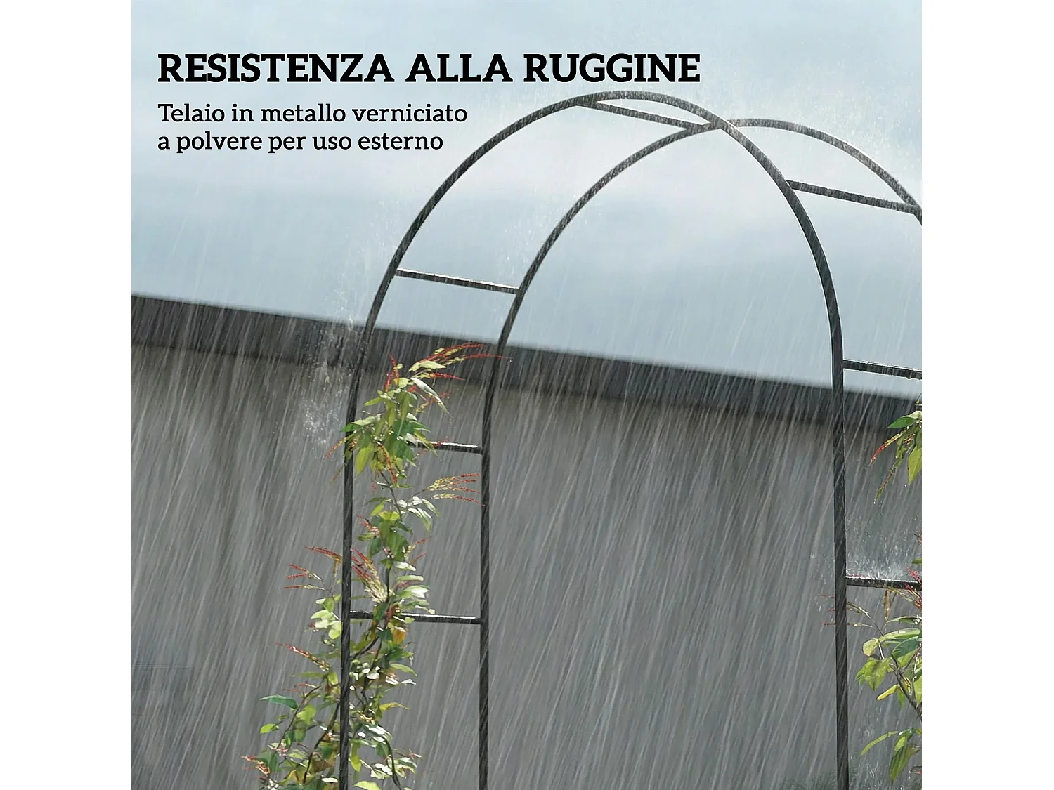 Arco da giardino per piante rampicanti in metallo nero