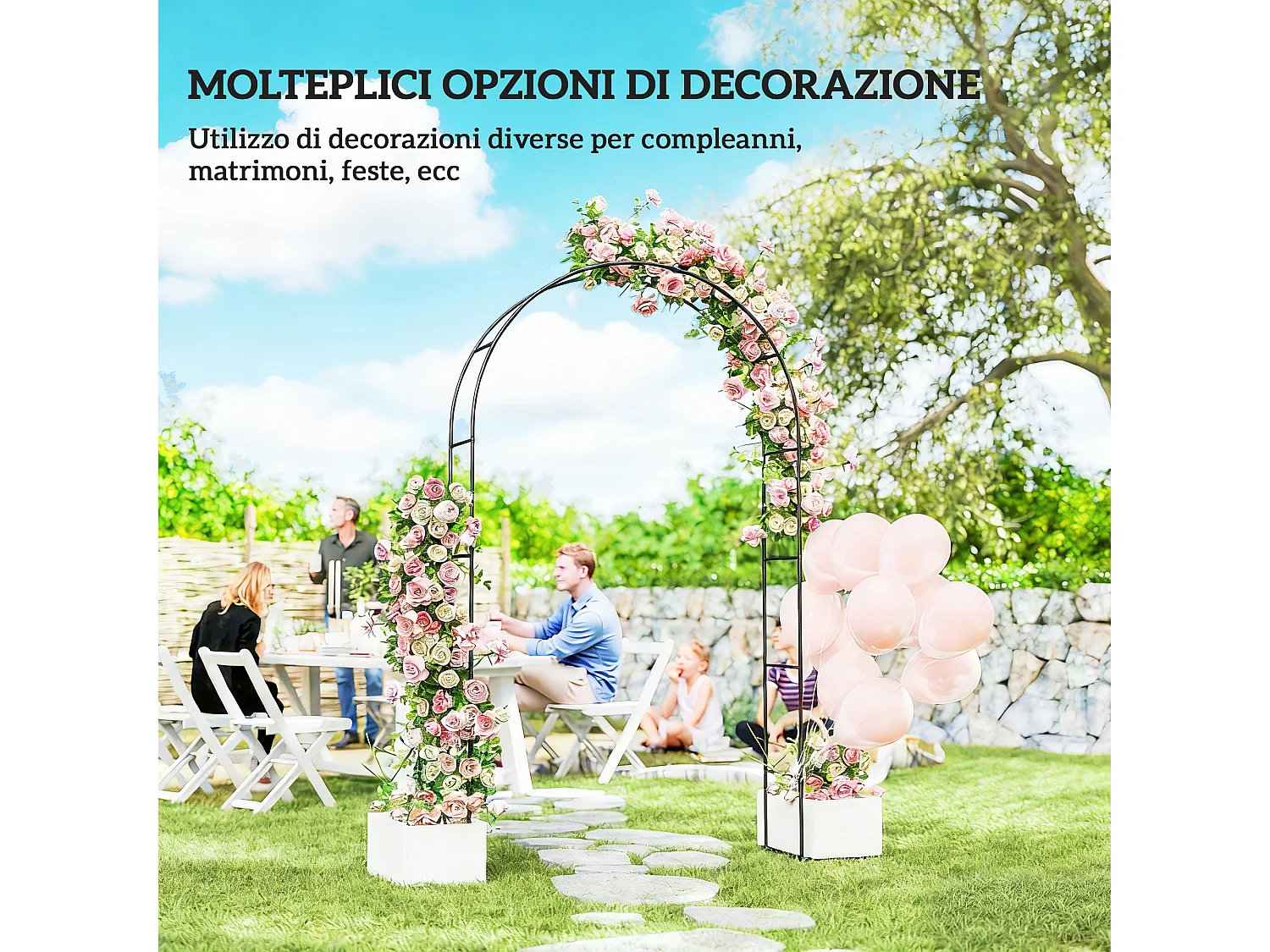Arco da giardino per piante rampicanti in metallo nero