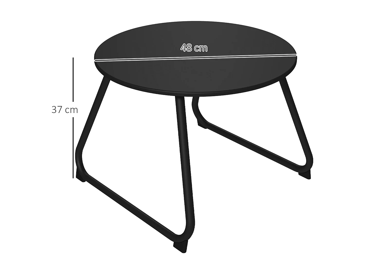 Tavolino da esterni ø48x37 cm con piedini regolabili in metallo nero