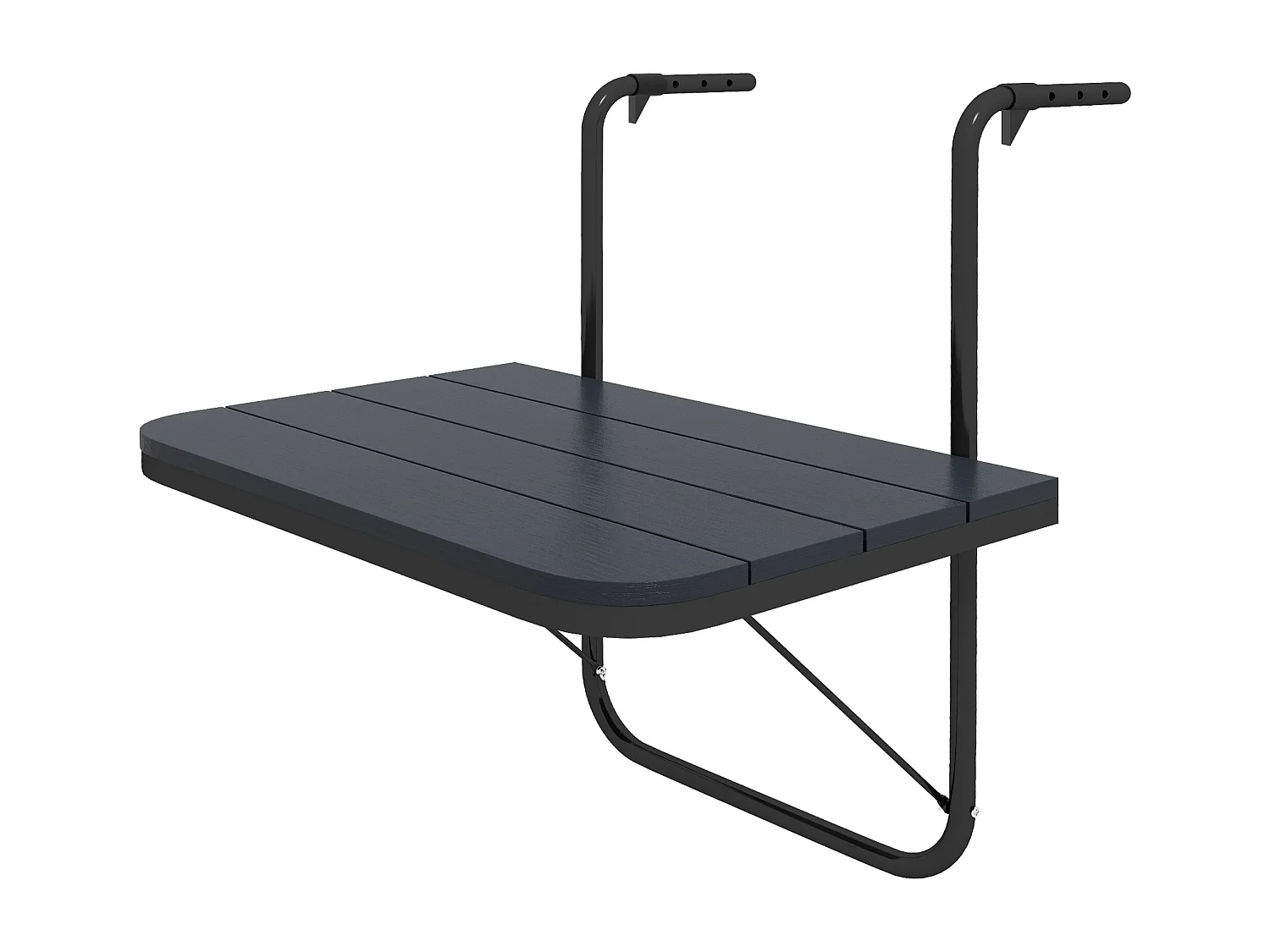 Tavolino da balcone pieghevole e regolabile 60x40x55-64 cm nero