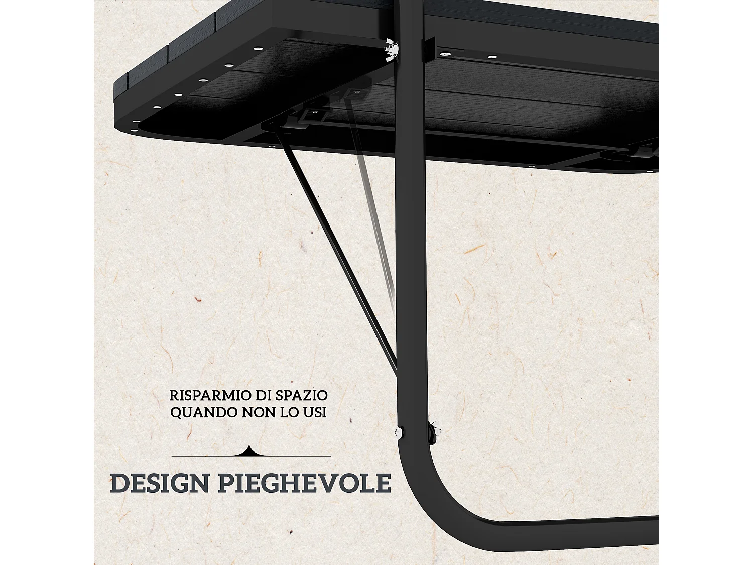 Tavolino da balcone pieghevole e regolabile 60x40x55-64 cm nero