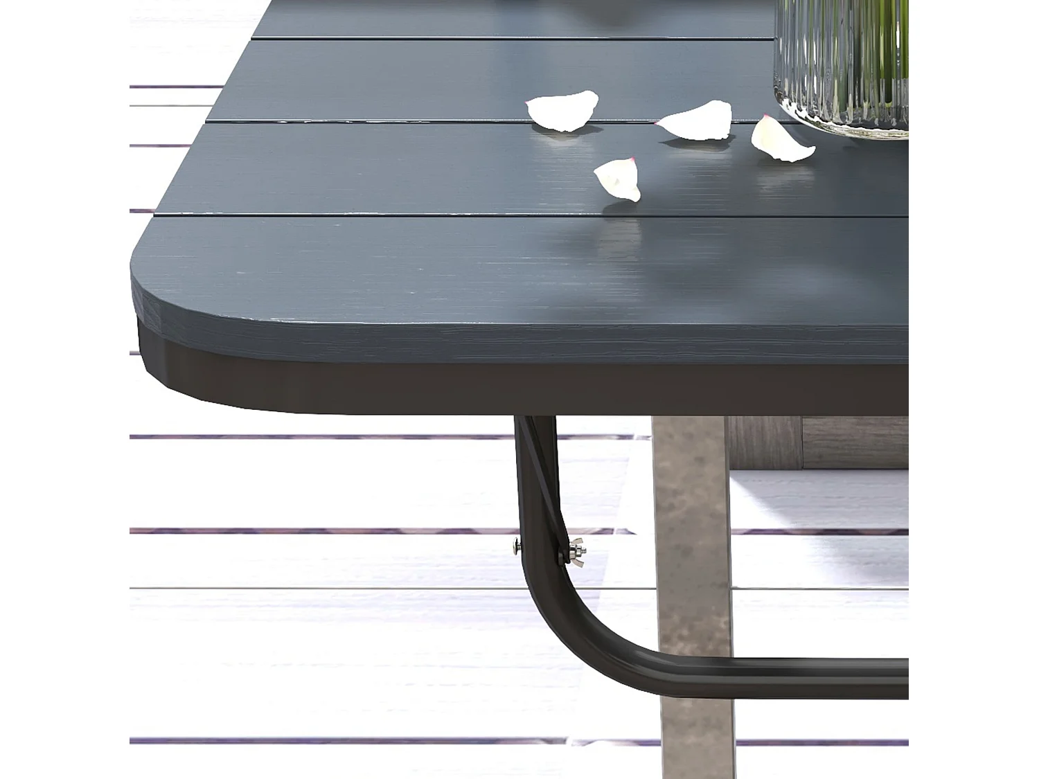 Tavolino da balcone pieghevole e regolabile 60x40x55-64 cm nero