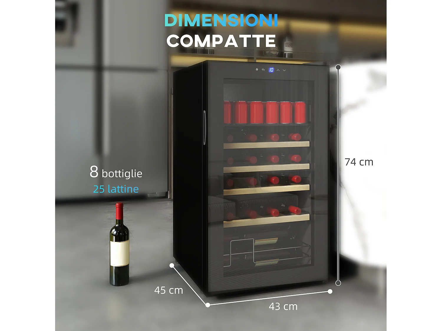 Frigorifero per vini 63 litri vetro nero