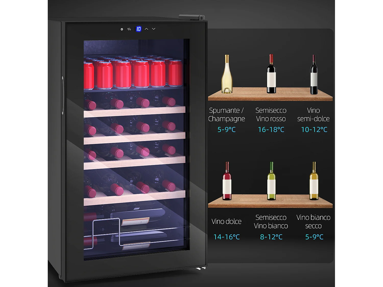 Frigorifero per vini 63 litri vetro nero