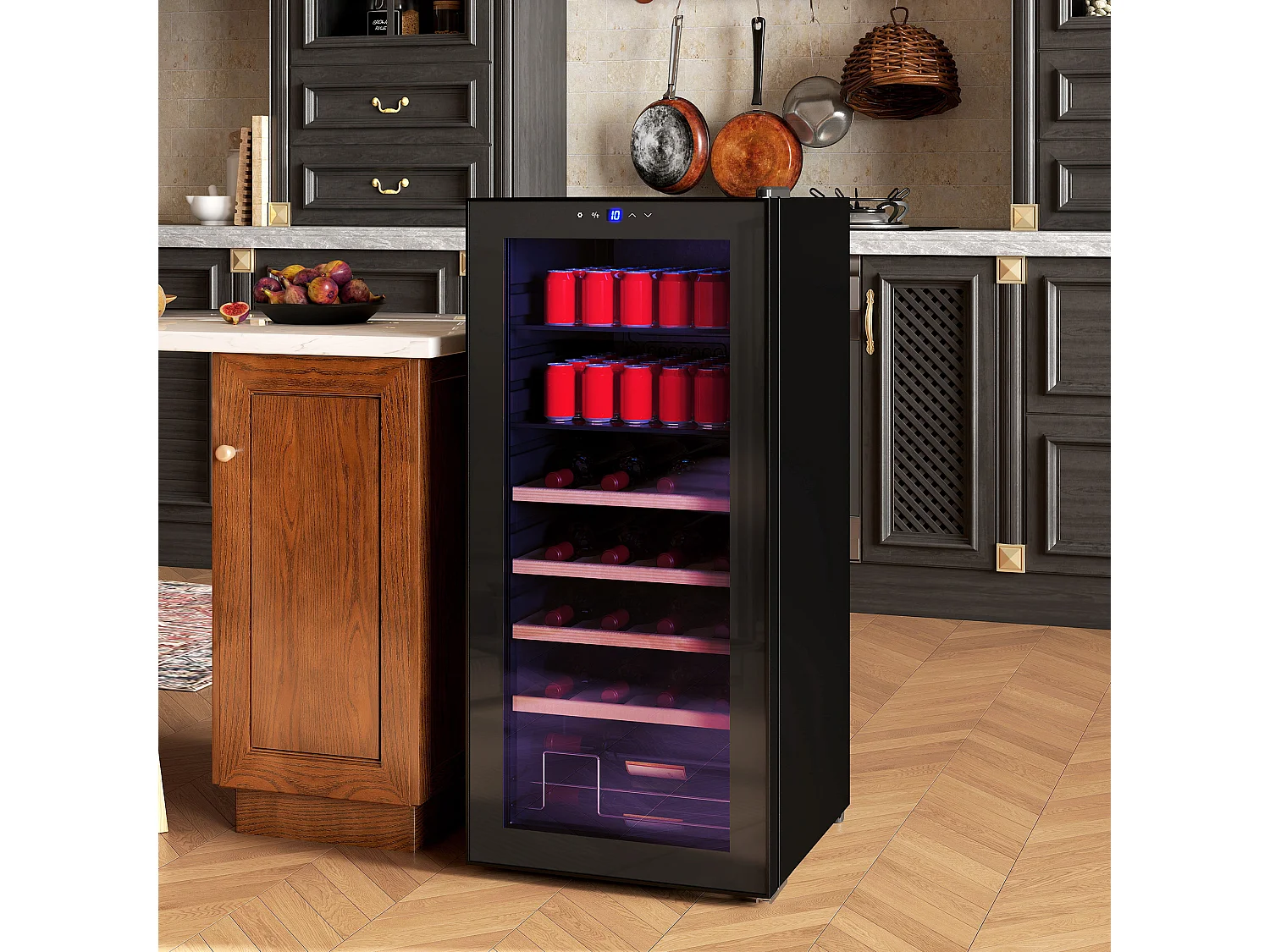 Cantinetta vino refrigerata 92 litri porta in vetro nero