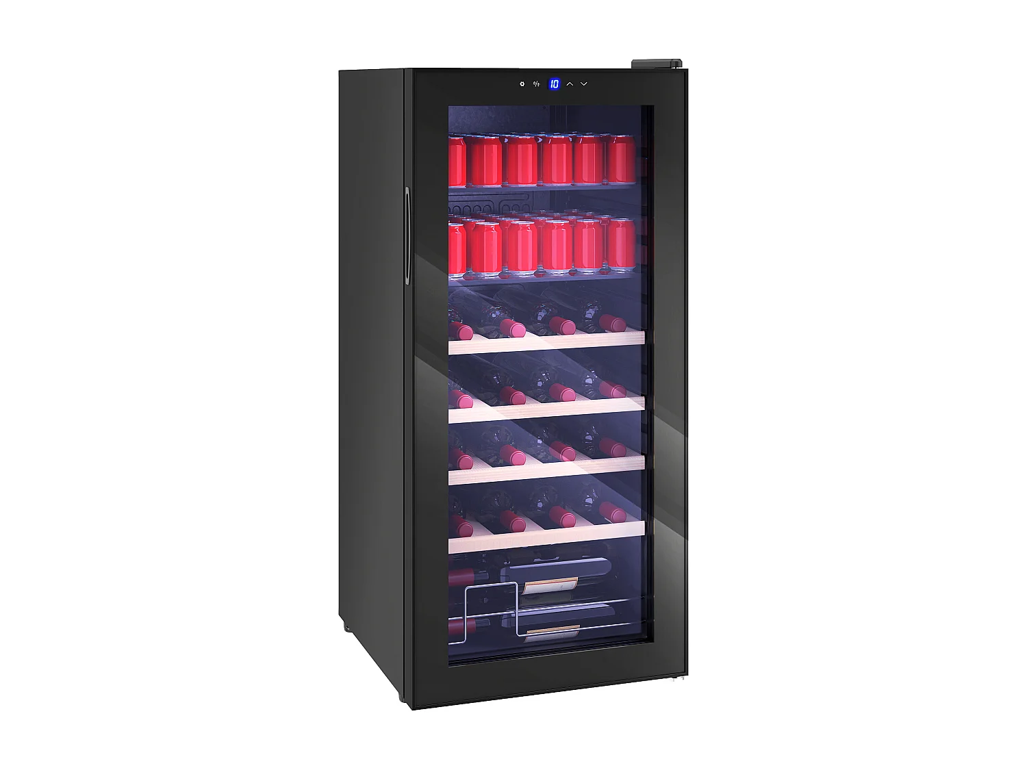 Cantinetta vino refrigerata 92 litri porta in vetro nero