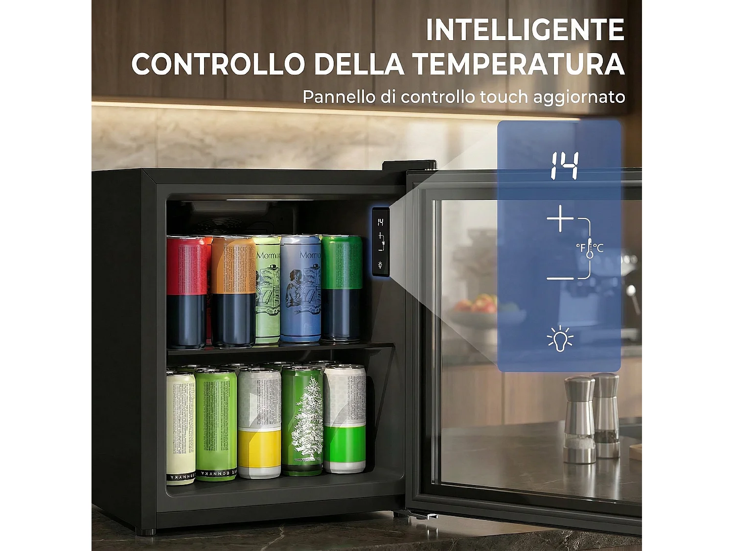 Mini frigo da ufficio 46l 59 lattine temperatura regolabile nero