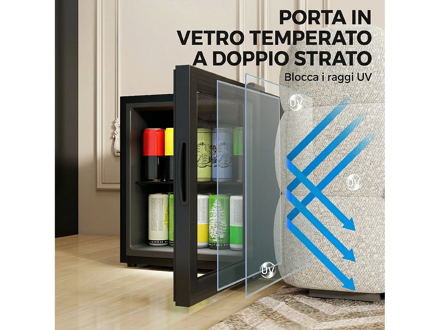 Mini frigo da ufficio 46l 59 lattine temperatura regolabile nero
