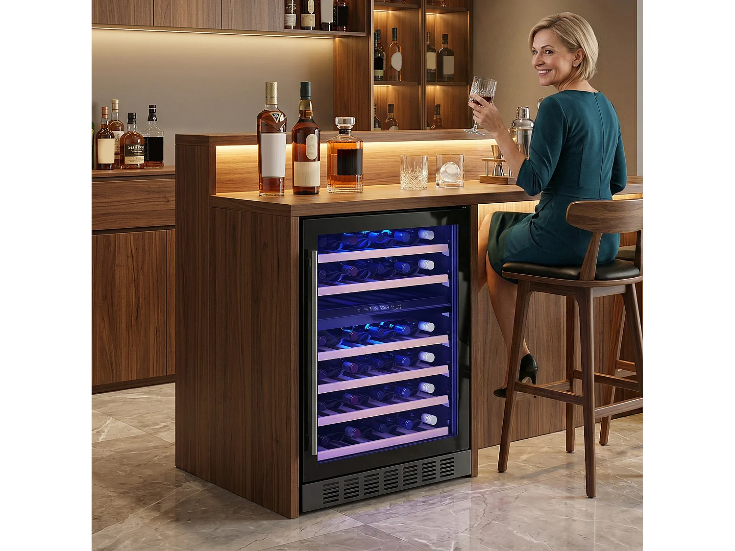 Cantinetta vino doppia temperatura 46 bottiglie con display digitale