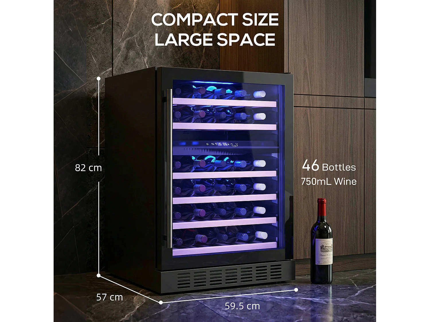 Cantinetta vino doppia temperatura 46 bottiglie con display digitale