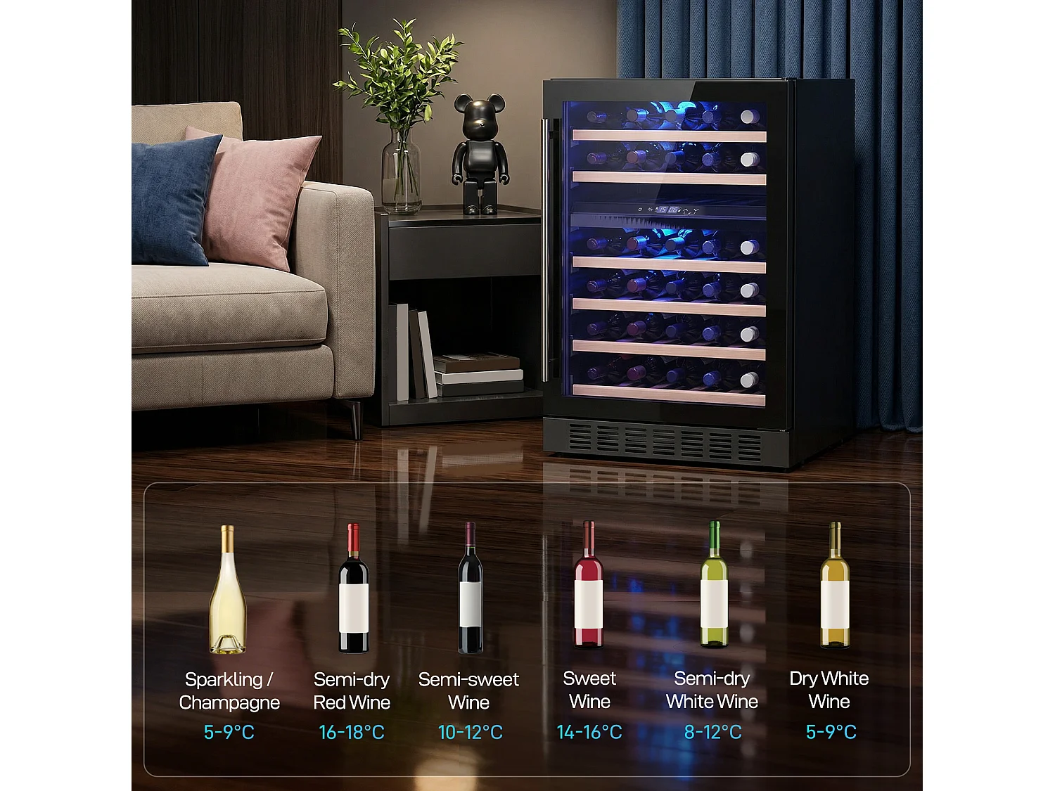 Cantinetta vino doppia temperatura 46 bottiglie con display digitale