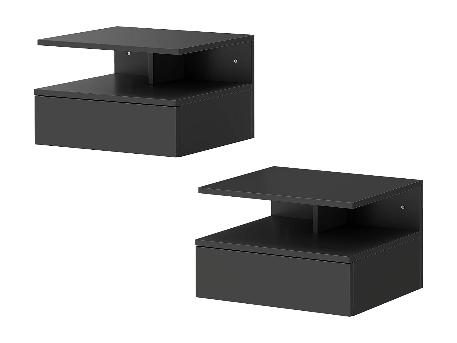 Set di 2 comodini sospesi con cassetto e ripiano nero