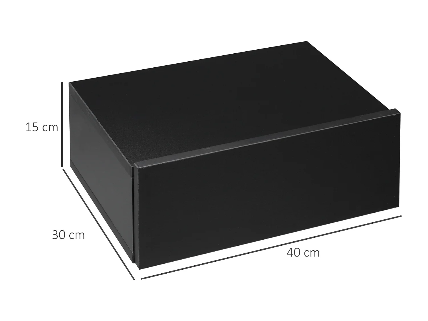 Set 2 comodini sospesi moderni in legno 40x30x15cm nero