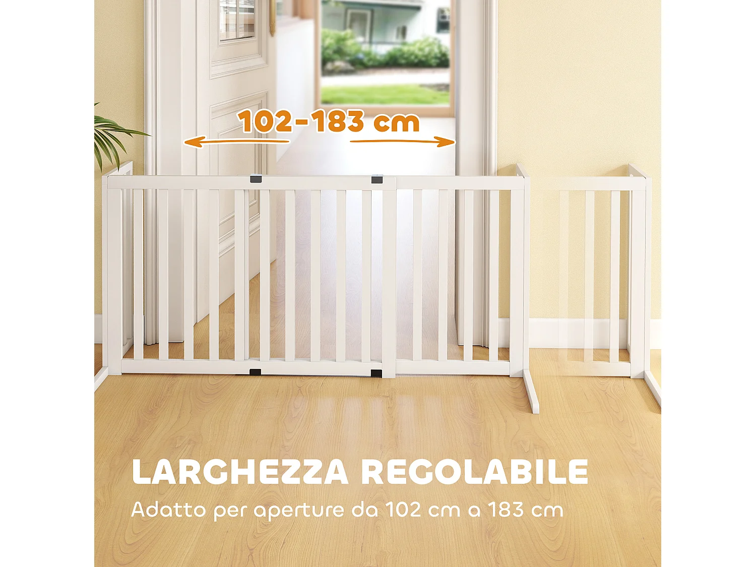 Cancellino per cani estensibile autoportante 102-183x70cm bianco
