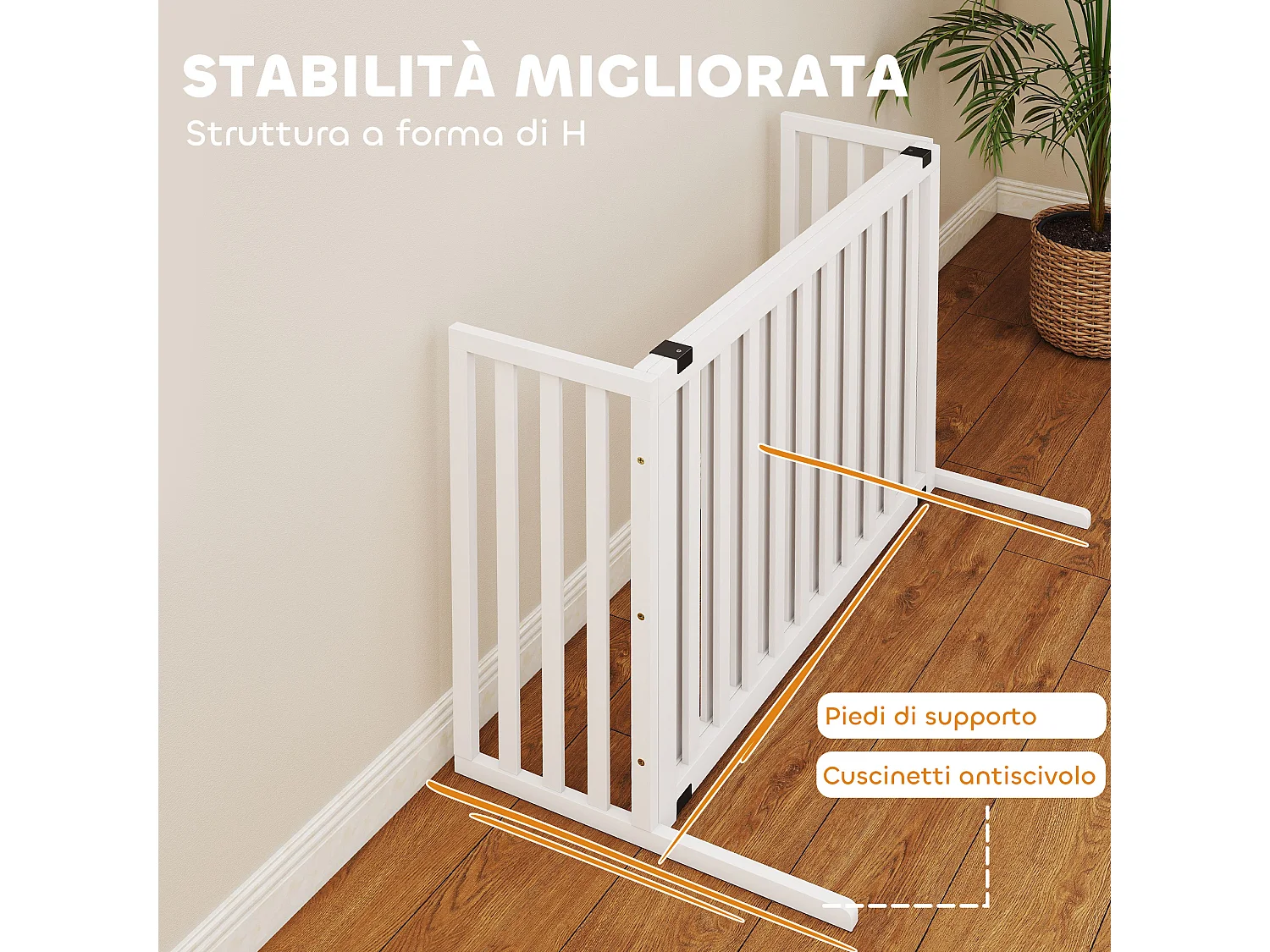 Cancellino per cani estensibile autoportante 102-183x70cm bianco