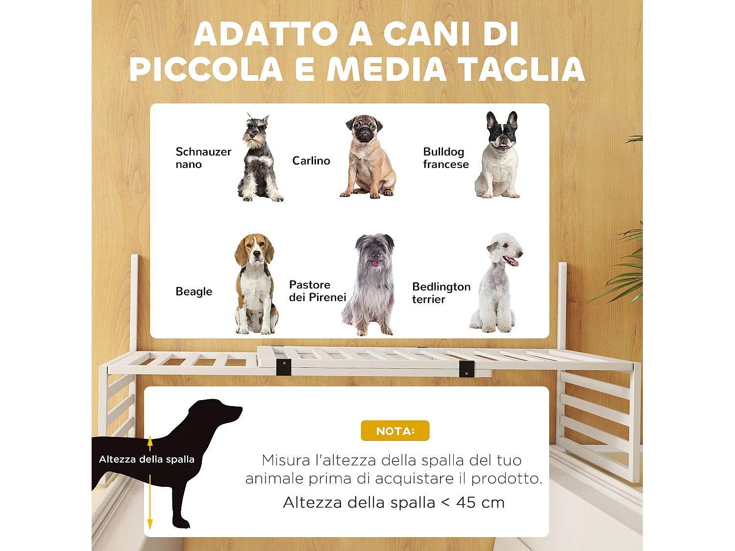 Cancellino per cani estensibile autoportante 102-183x70cm bianco