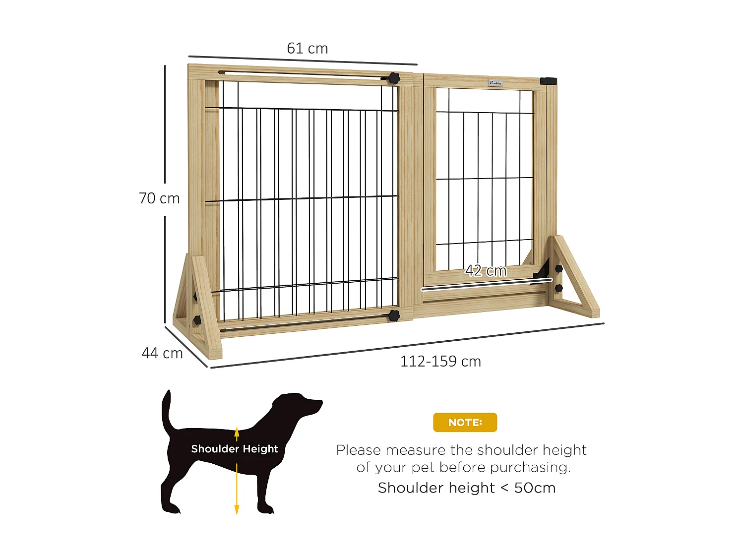 Cancellino per cani estensibile con porta 112-159x70 cm in legno