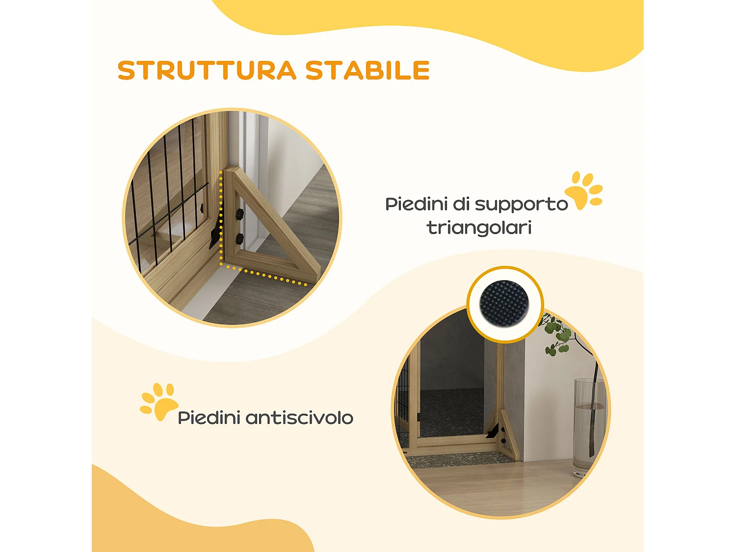 Cancellino per cani estensibile con porta 112-159x70 cm in legno