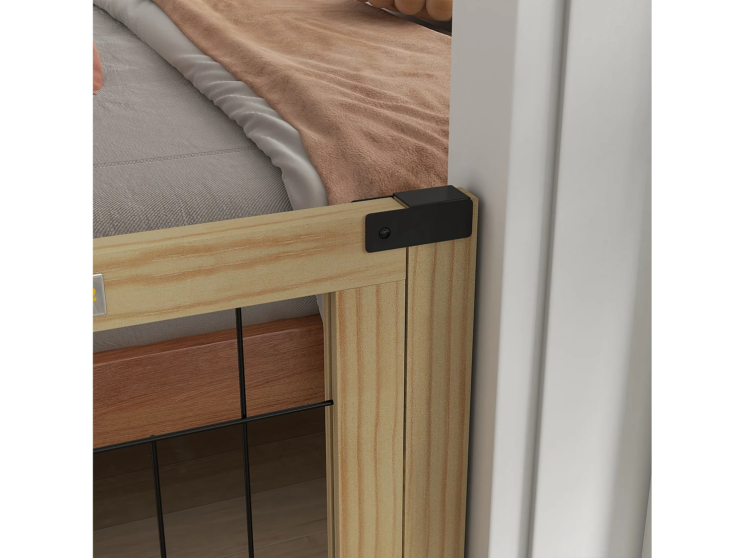 Cancellino per cani estensibile con porta 112-159x70 cm in legno