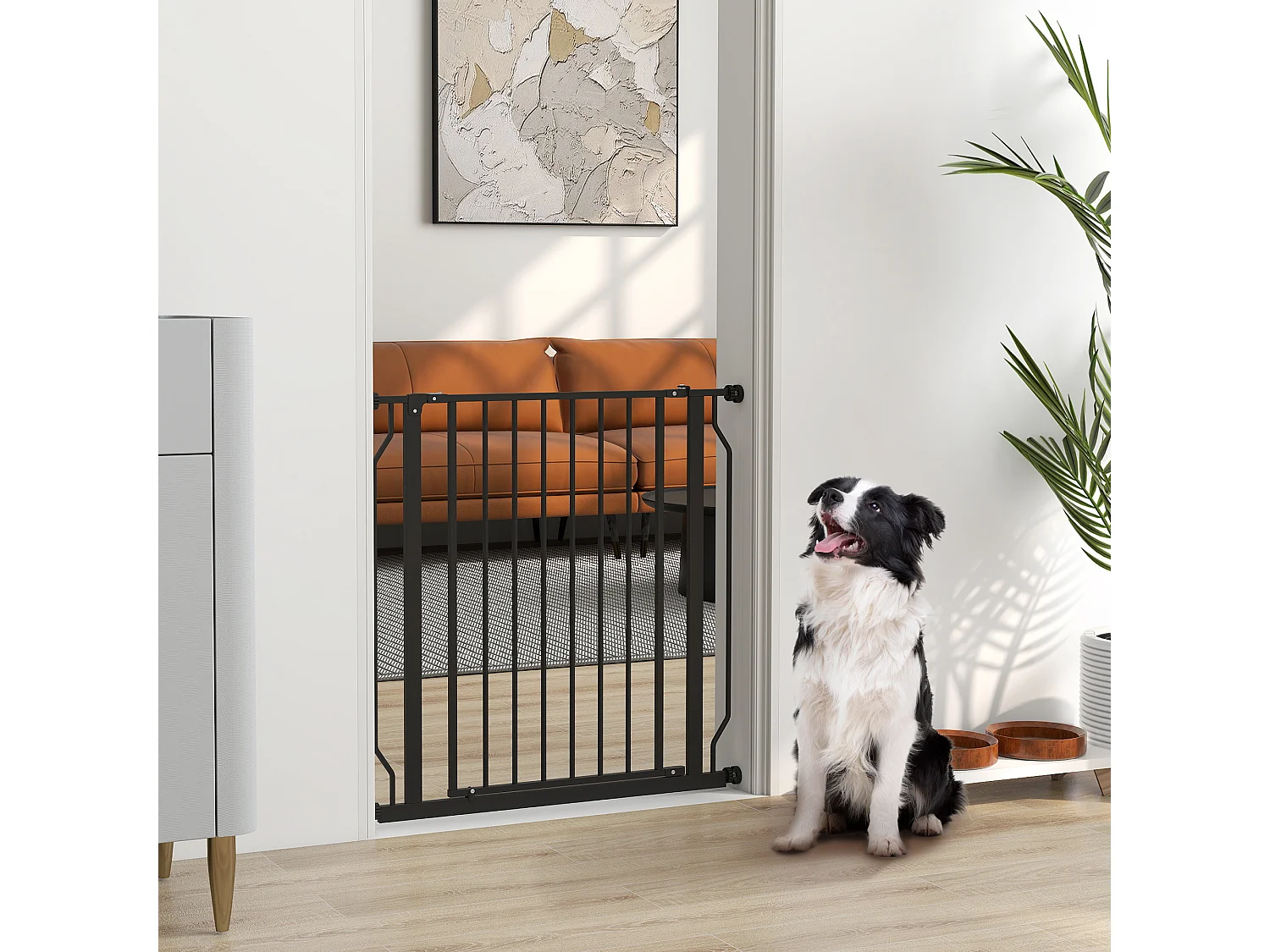 Cancelletto per cani estensibile 75-85x76 cm in acciaio e abs nero