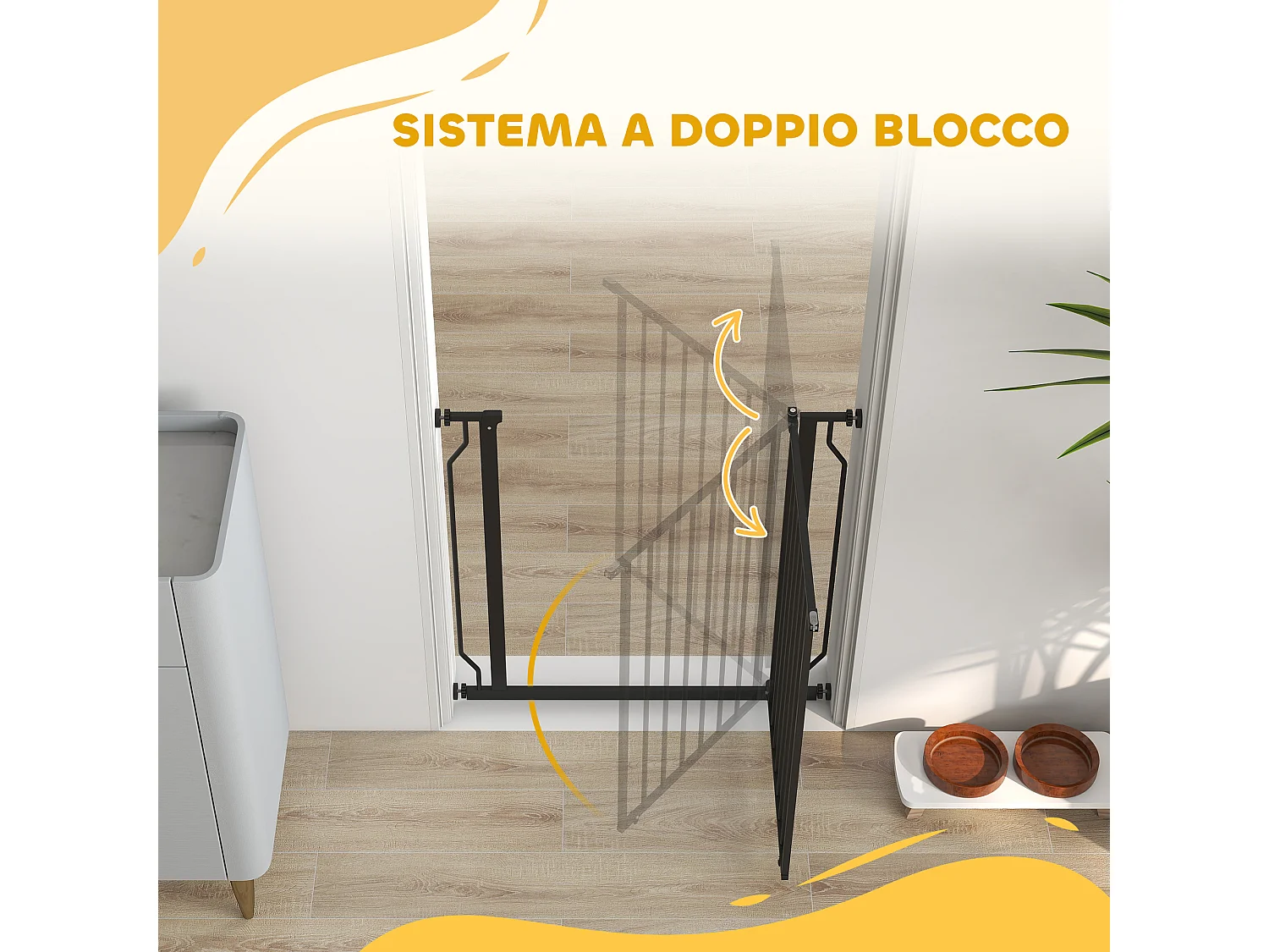 Cancelletto per cani estensibile 75-85x76 cm in acciaio e abs nero