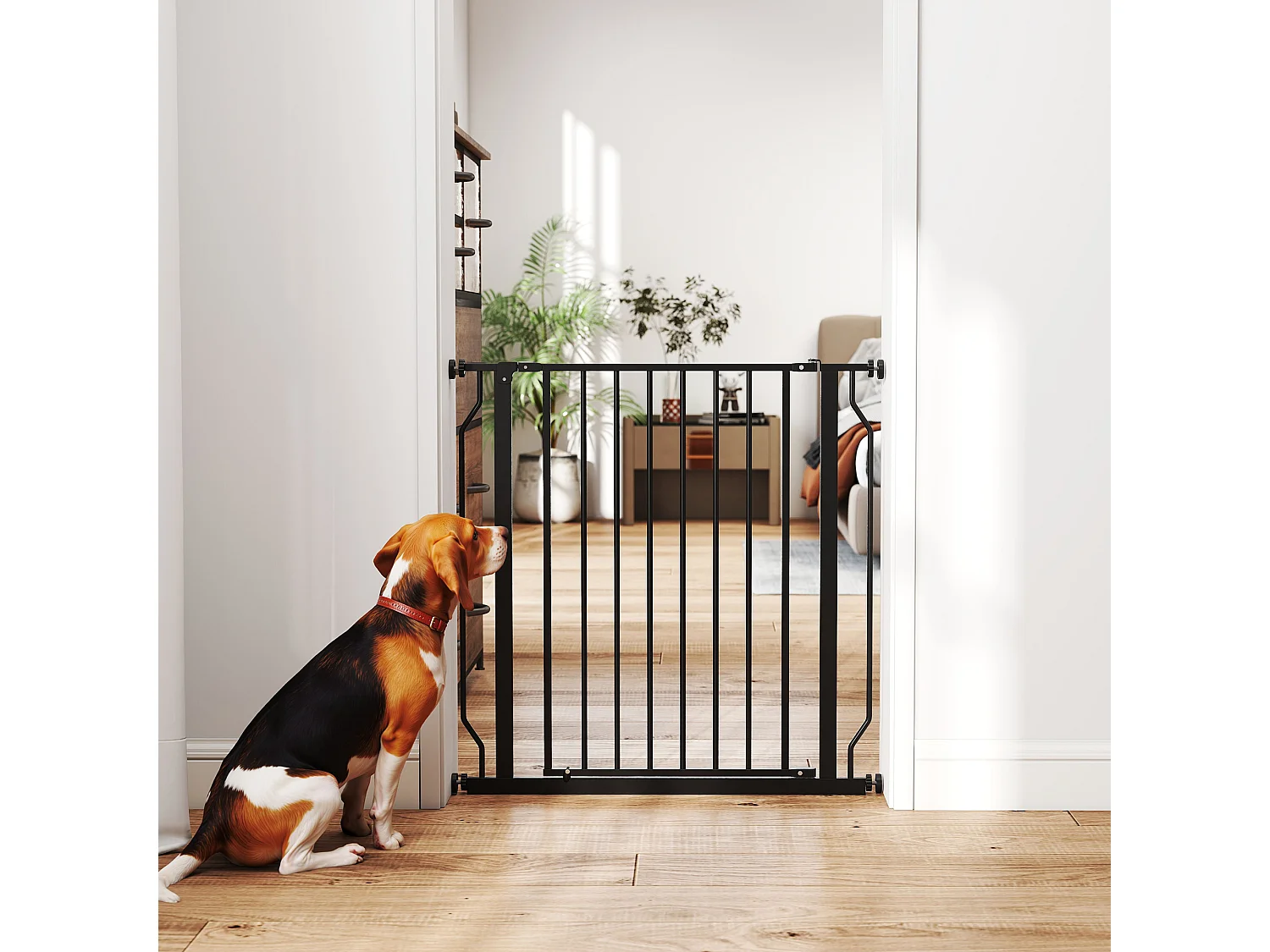 Cancelletto per cani estensibile 75-85x76 cm in acciaio e abs nero
