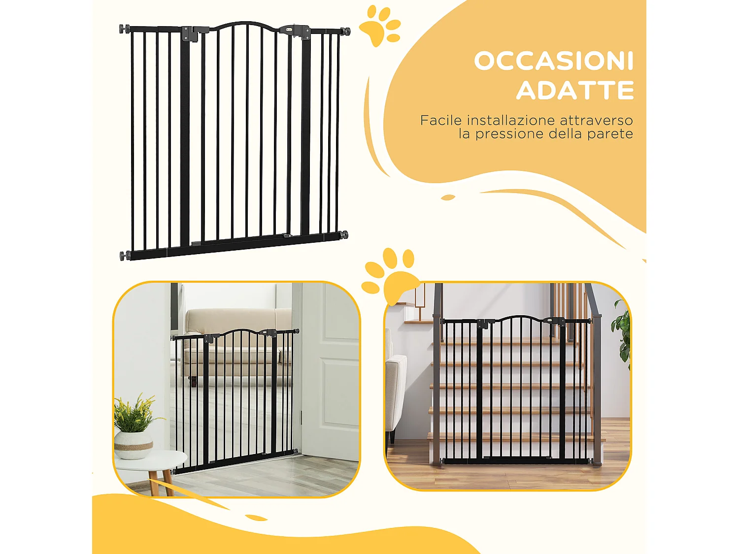 Cancellino per cani estensibile 74-100x94cm in metallo e plastica nero